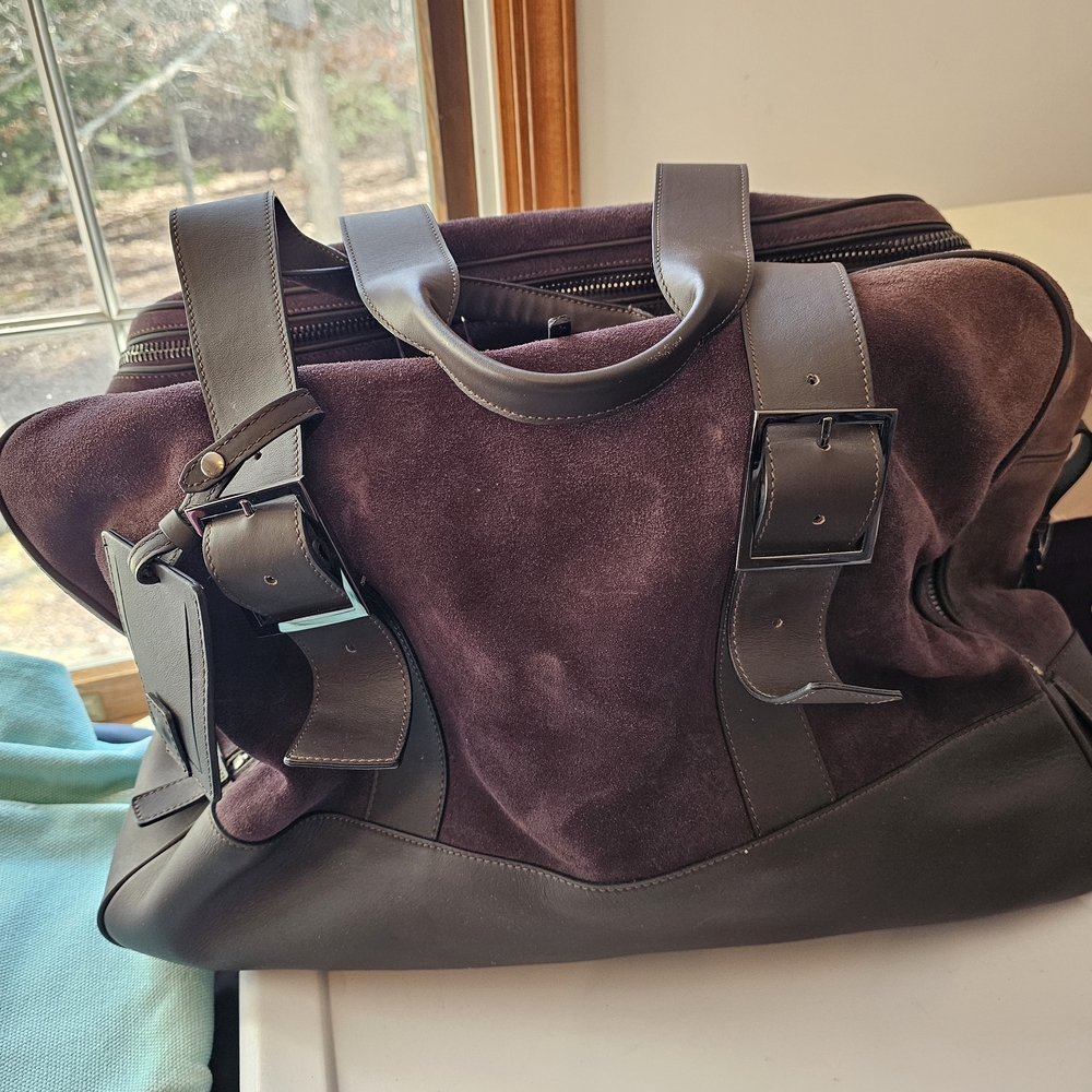 Luxurious Suede Duffel Bag in Deep Brown